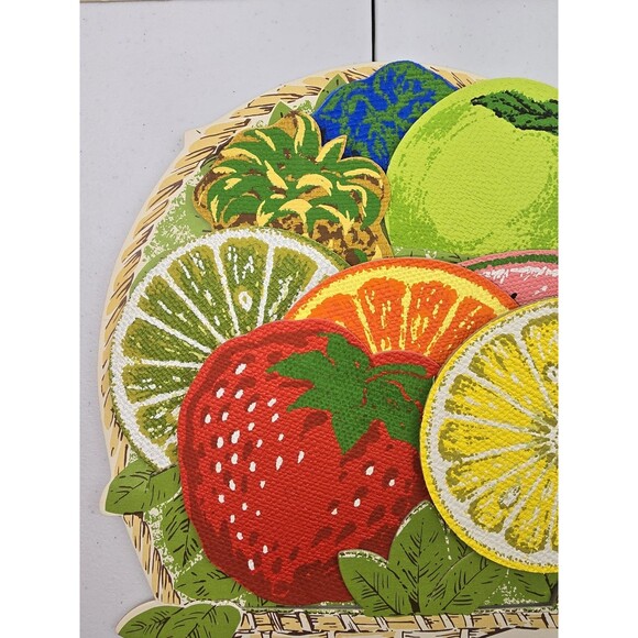 Drink Coaster Set Fruit Design Stotter Basket Storage & Box MCM VTG - Picture 5 of 11